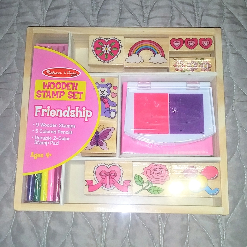 Melissa & Doug Wooden Stamp Set: Friends